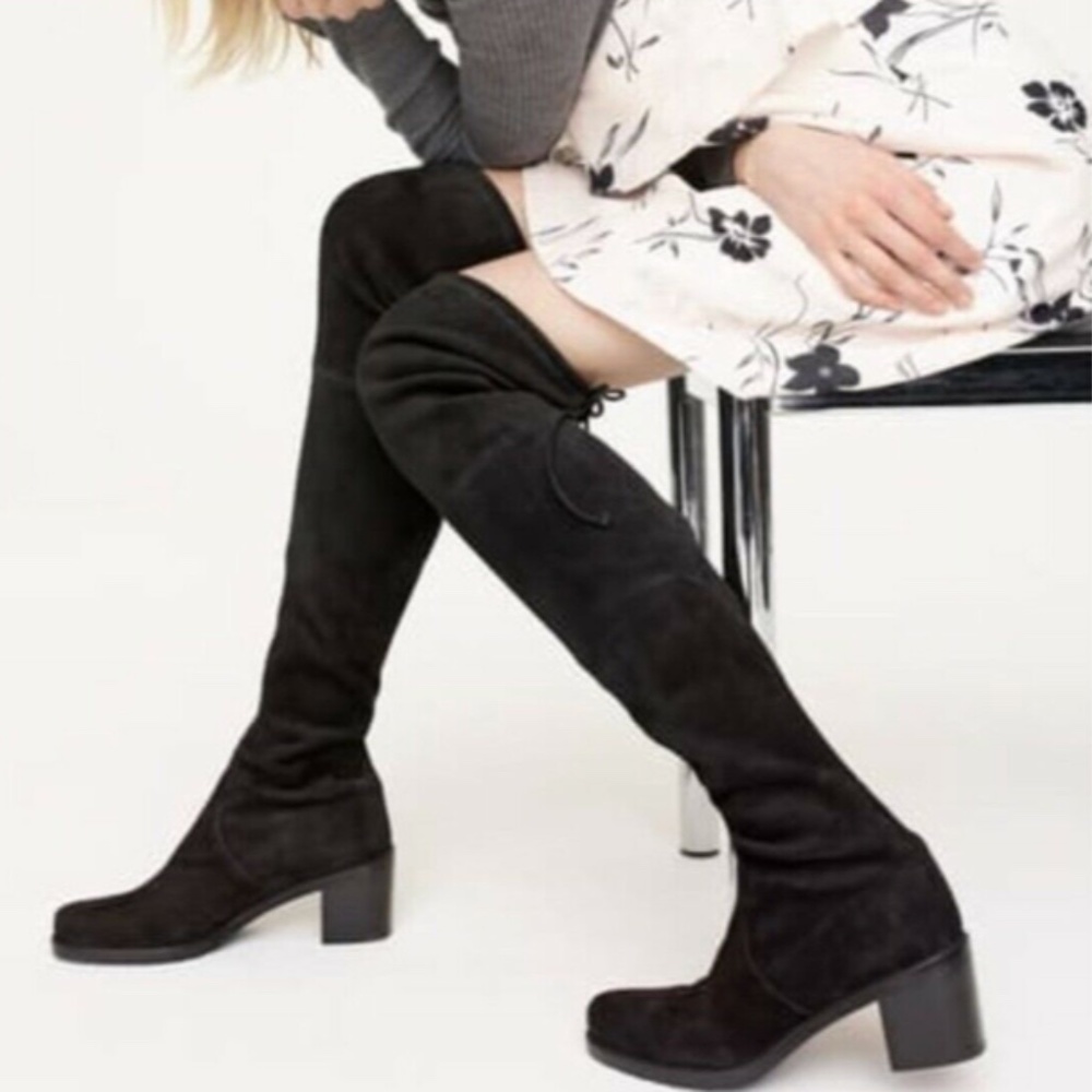Stuart Weitzman Elevated Over The Knee Black Boots
